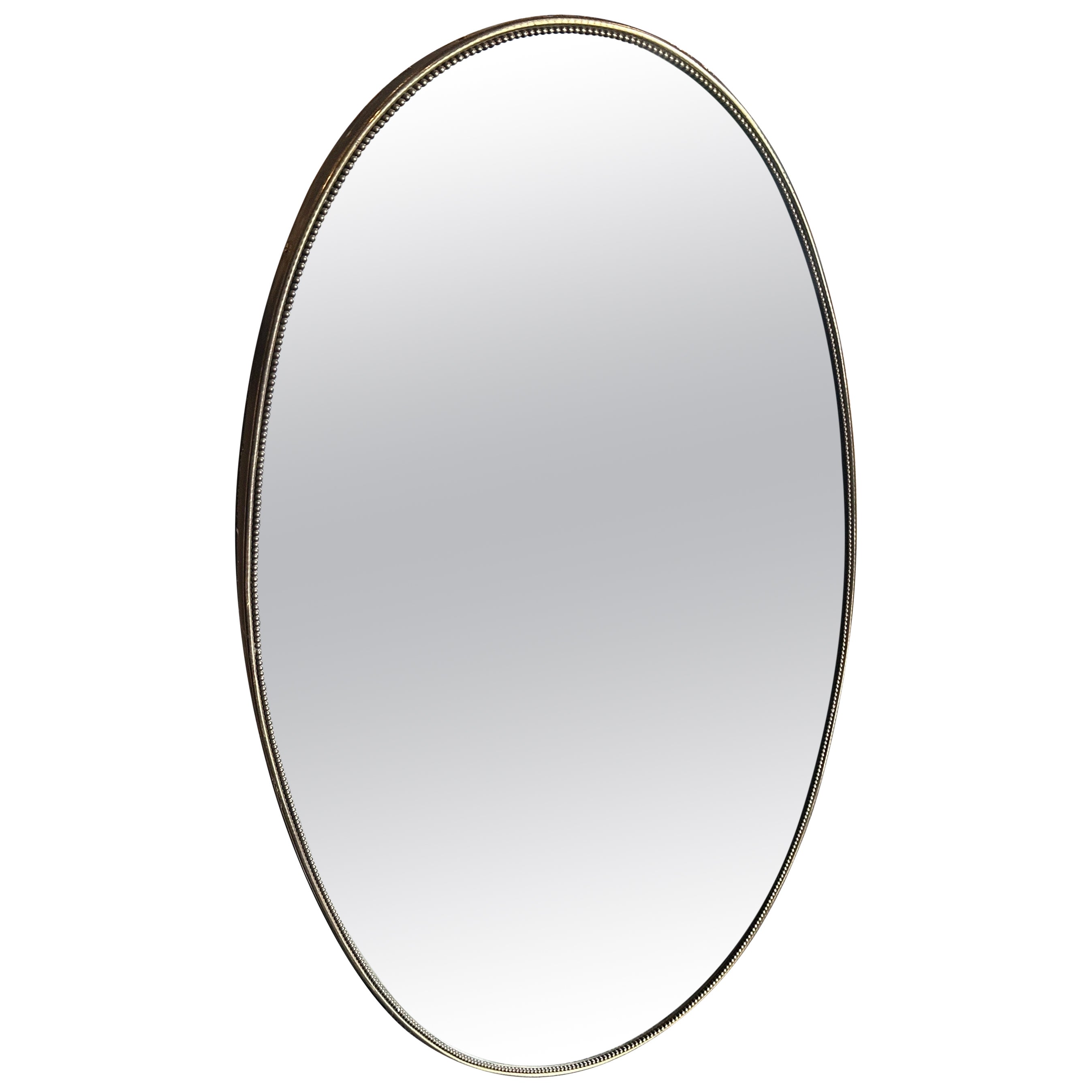 1960er Giò Ponti Stil Mitte des Jahrhunderts Modern Messing Italienisch Oval Wandspiegel im Angebot