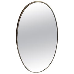 1960er Giò Ponti Stil Mitte des Jahrhunderts Modern Messing Italienisch Oval Wandspiegel