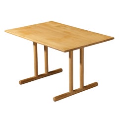 Table scandinave en Oak avec piètement à tréteaux tubulaires