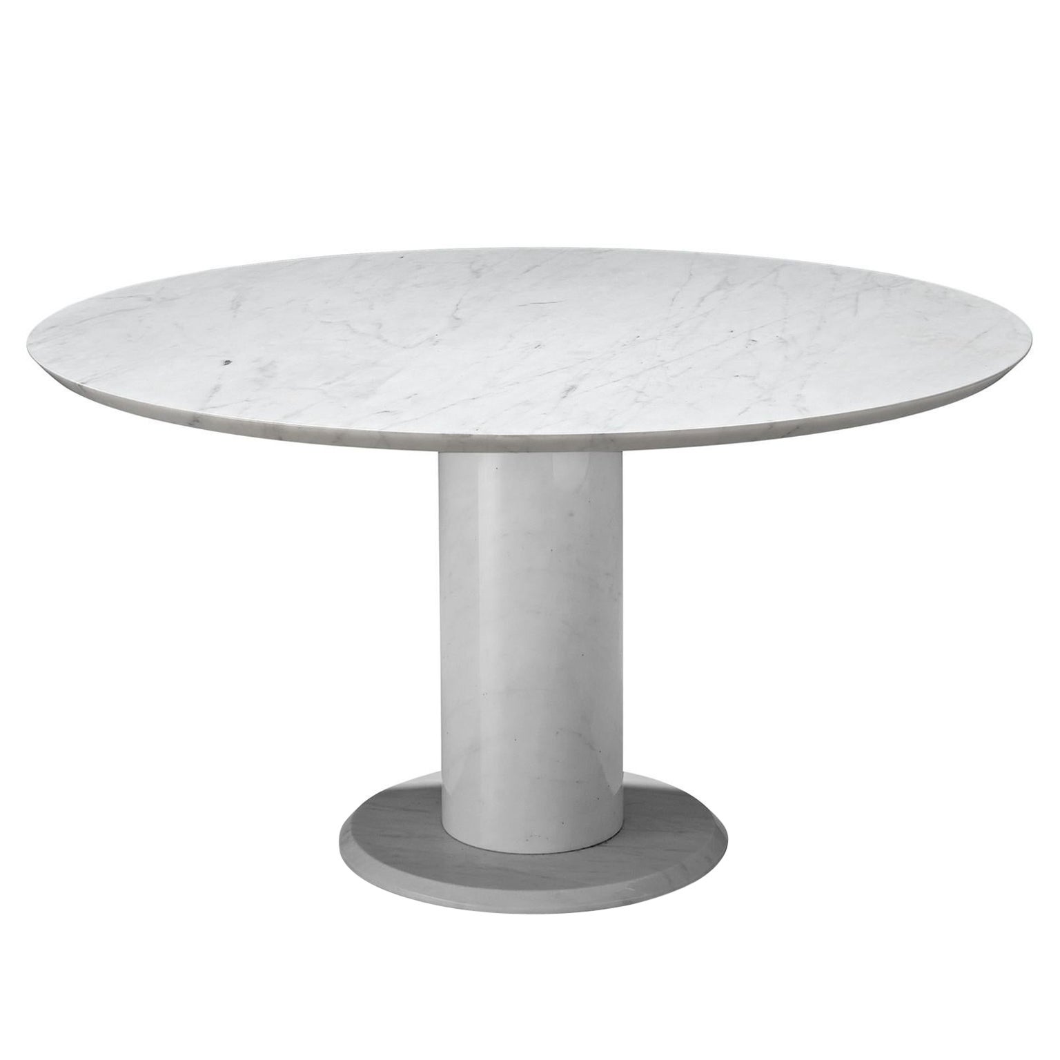 Italian Round Dining Table in Carrara Marble