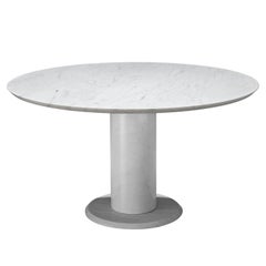Used Italian Round Dining Table in Carrara Marble
