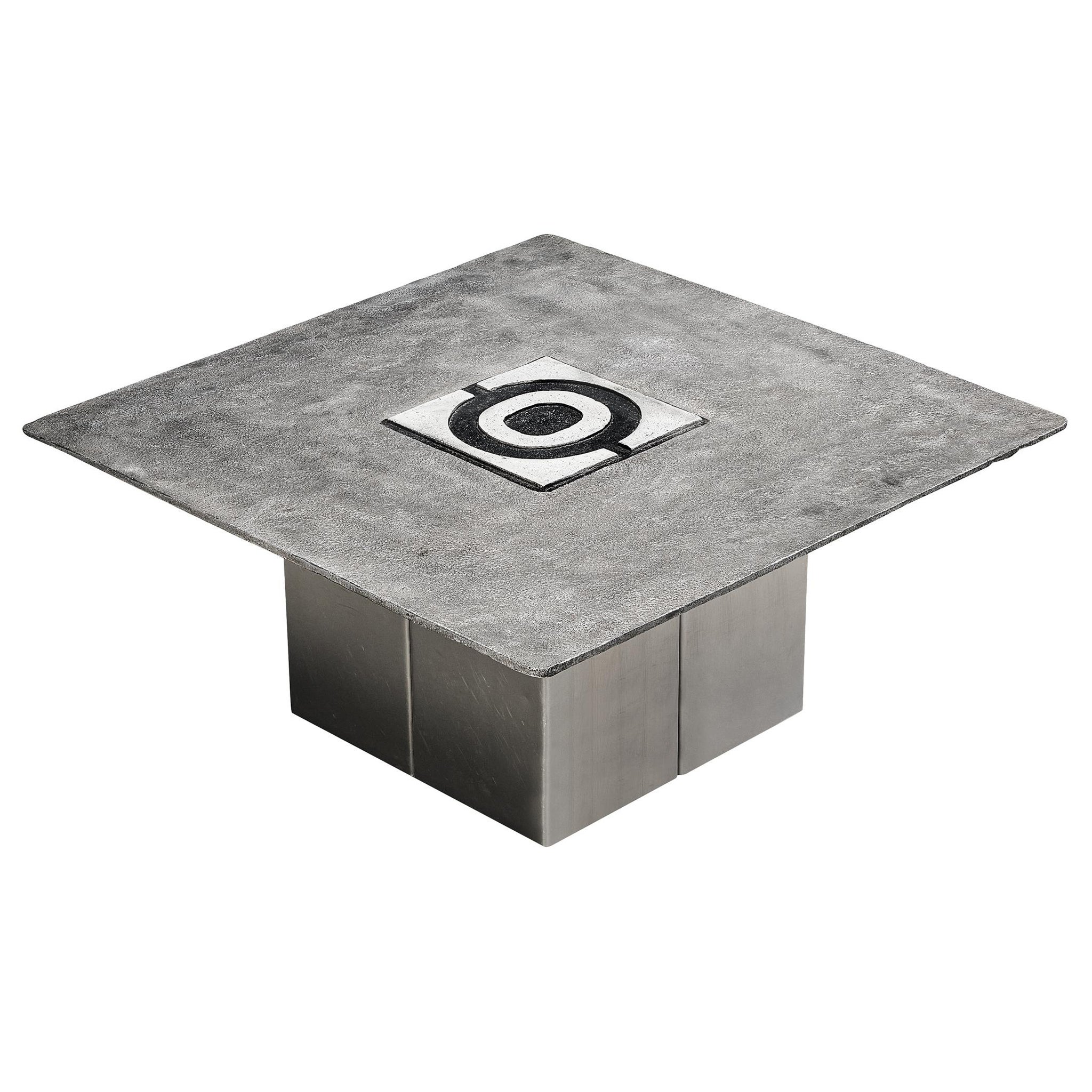 Table basse géométrique en fonte d'aluminium Willy Ceysens en vente
