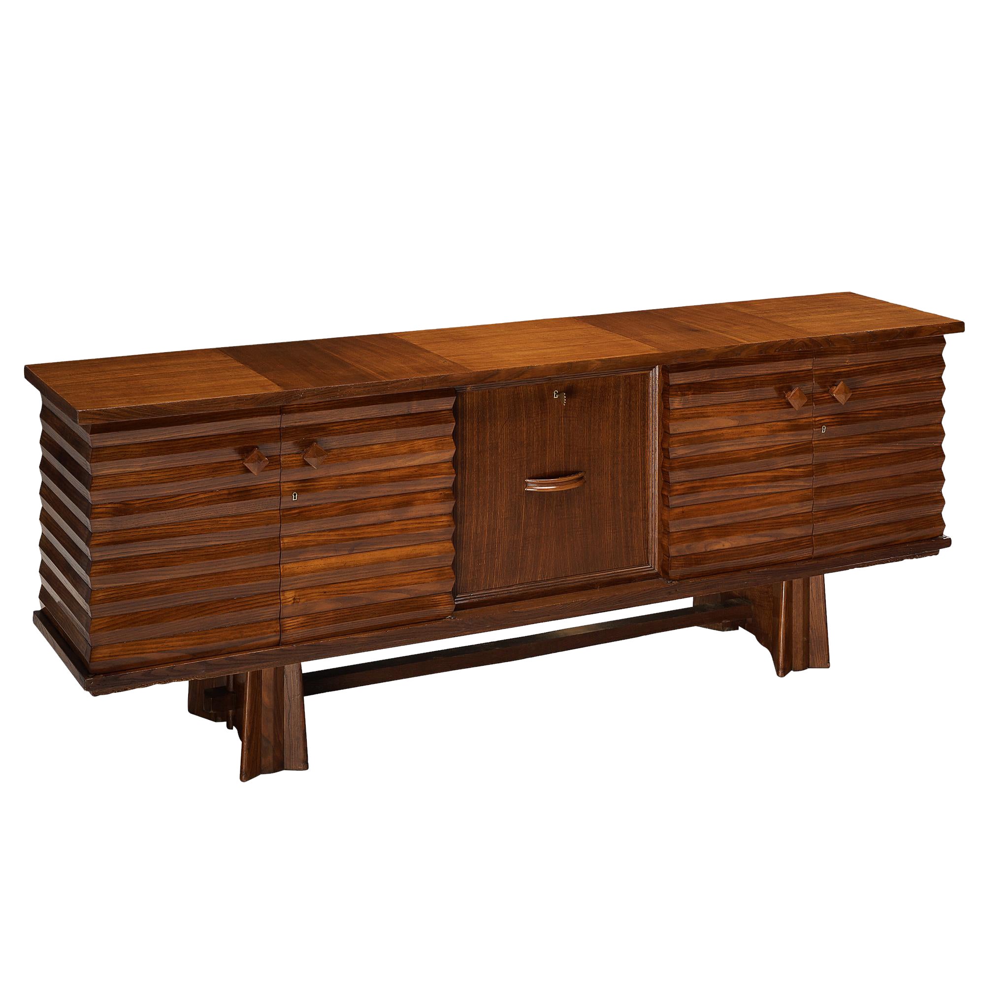 Credenza anni '30 Osvaldo Borsani per ABV con bar integrato in legno di castagno in vendita