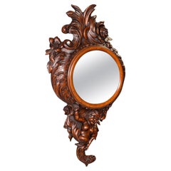 Antique Rococo Mirror, Italian, Carved Fruitwood, Hall, Lounge, Victorian, 1900