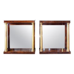 Pair of English Regency Gilt, Rosewood and Marble Pier Tables