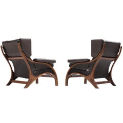 Giampiero Vitelli für Rossi di Albizzate, Paar Easy Chairs „Minore“ aus Leder