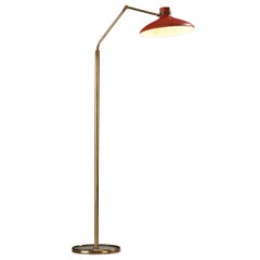 Lampada da terra 'Parco dei Principi' di Gio Ponti per Fontana Arte con paralume rosso