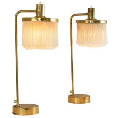 Hans-Agne Jakobsson Pair of 'Fringe' Table Lamps in Brass and Silk