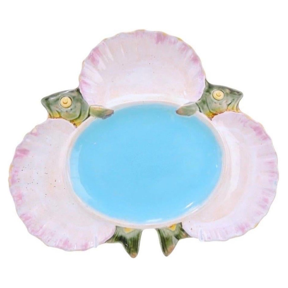 Piatto da pesce in maiolica Minton del XIX secolo Piatto da ostriche in vendita