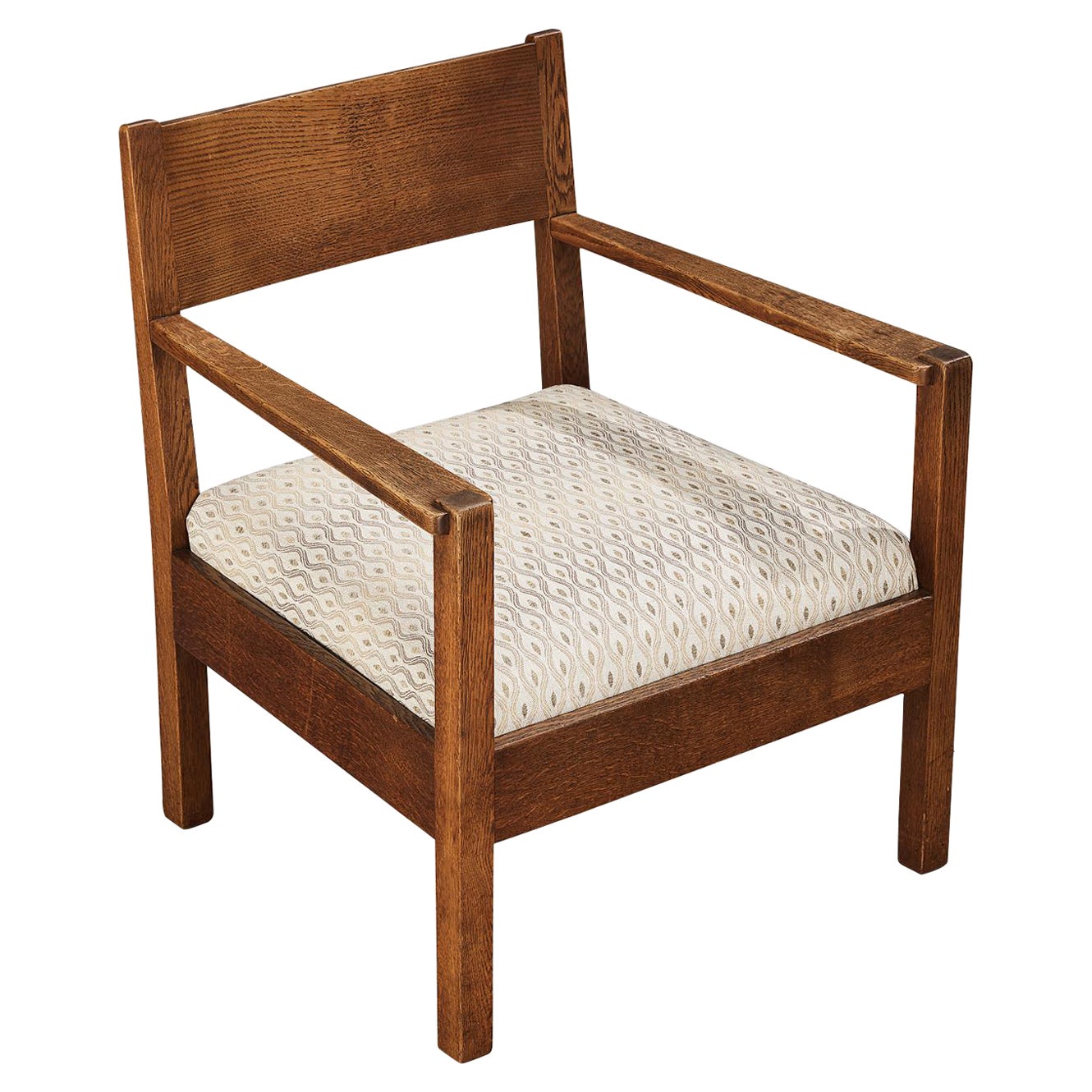 Dutch Art Deco Armchair in Oak For Sale