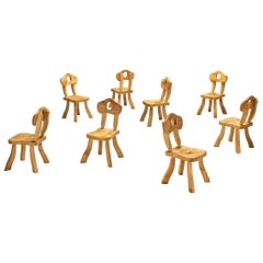 Conjunto naturalista de ocho sillas de comedor de arce macizo