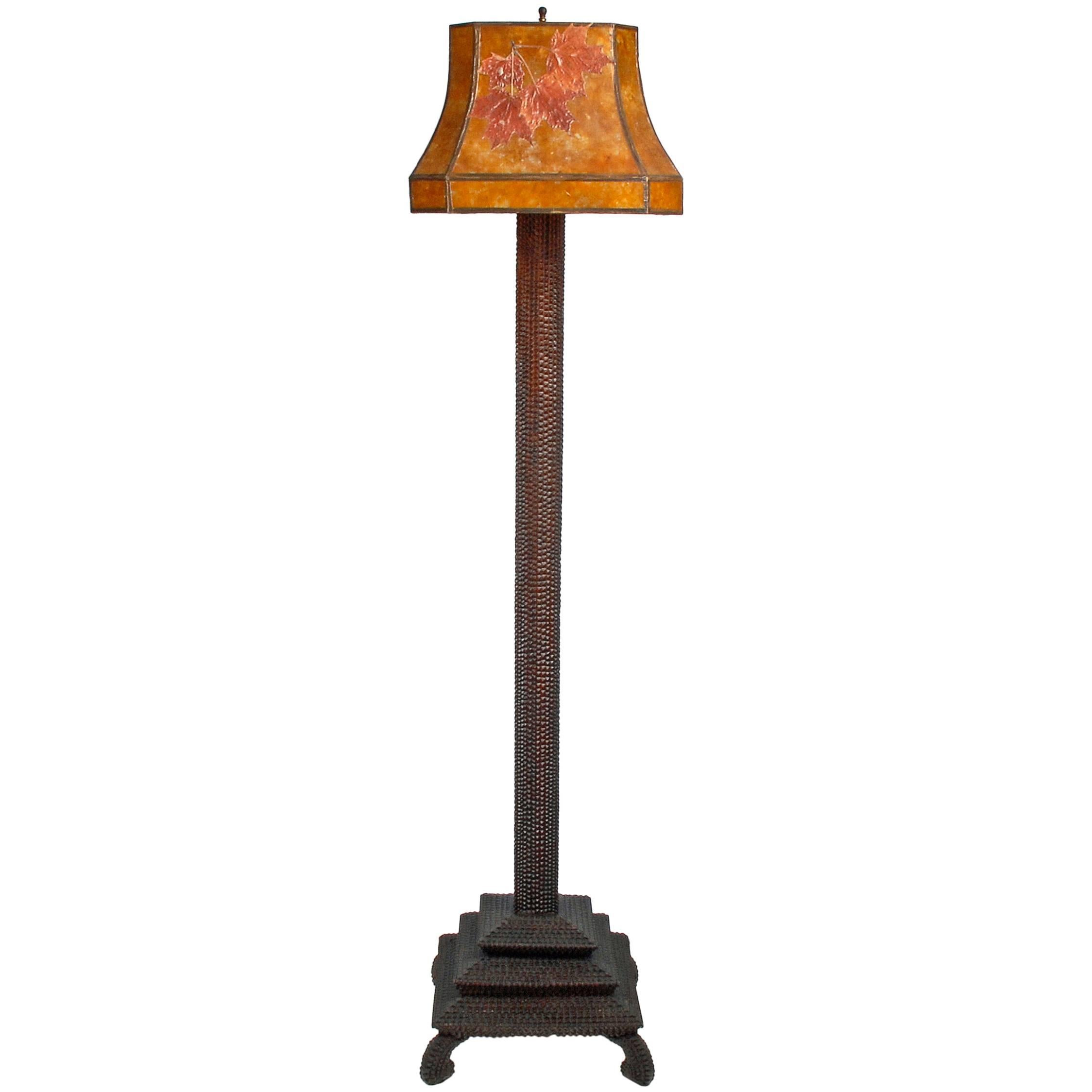 Elegant Tramp Art Floor Lamp Illustrated in Book For Sale