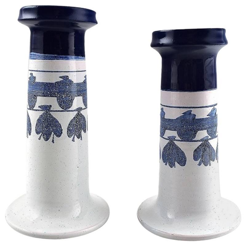 Bjorn Wiinblad Two Candlesticks from the Blue House