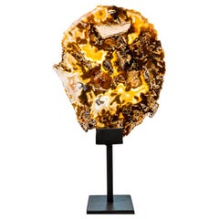 Rare Abstract Agate Slice - All-Natural Yellow, White and Black (Agate abstraite jaune, blanche et noire)
