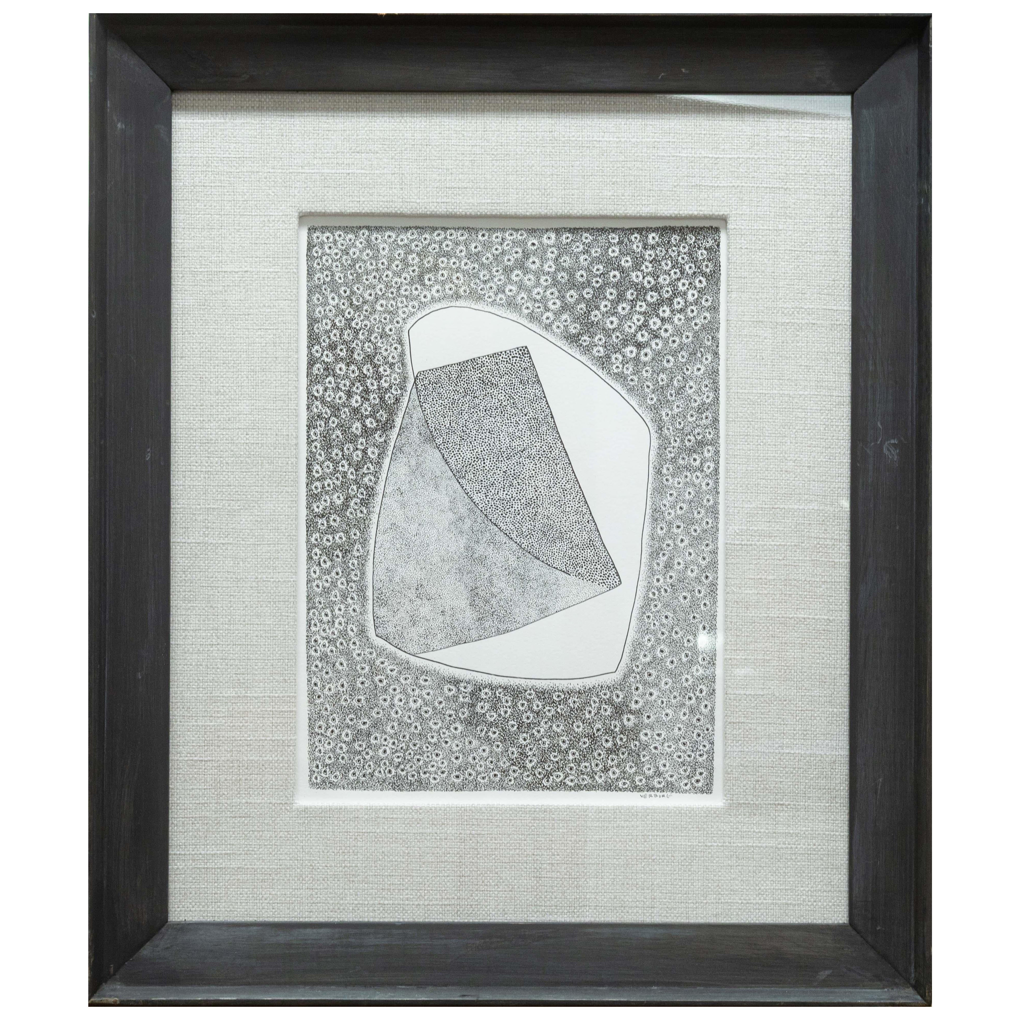 Paul VerBurg Signed Contemporary Memphis Pen & Ink Drawing on Paper Framed For Sale