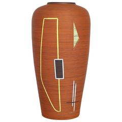 Mid-Century Modern Incised Vase with Abstract Design