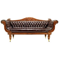 Regency Mahogany Leather Sofa