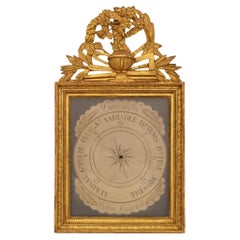 French 18th century Louis XVI Period Giltwood barometer, signed Lepage 1767