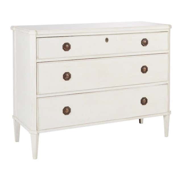 Rustic White Painted European Commode For Sale at 1stDibs