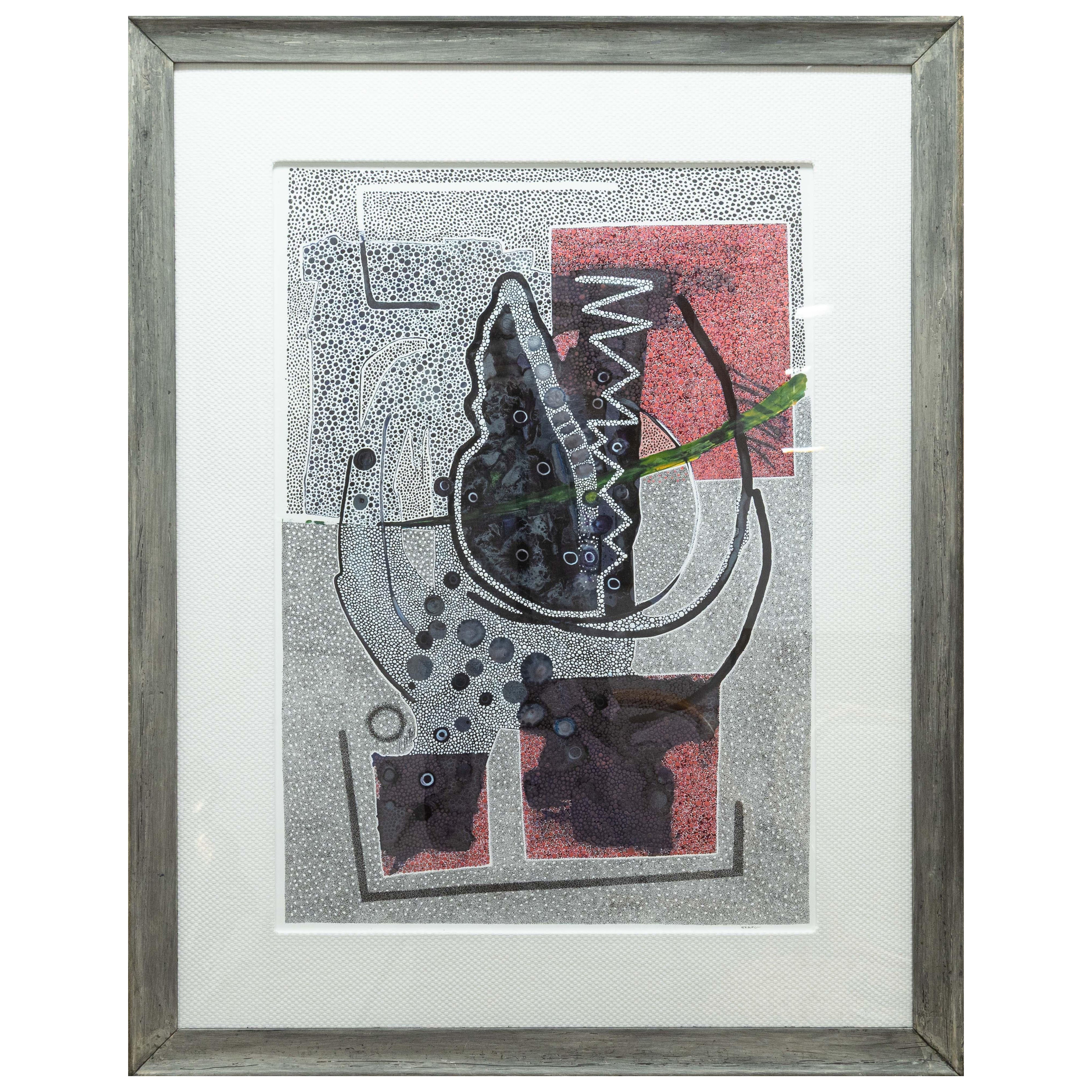 Paul Verburg Rufescent Signed Contemporary Pen and Ink Wash on Paper Framed