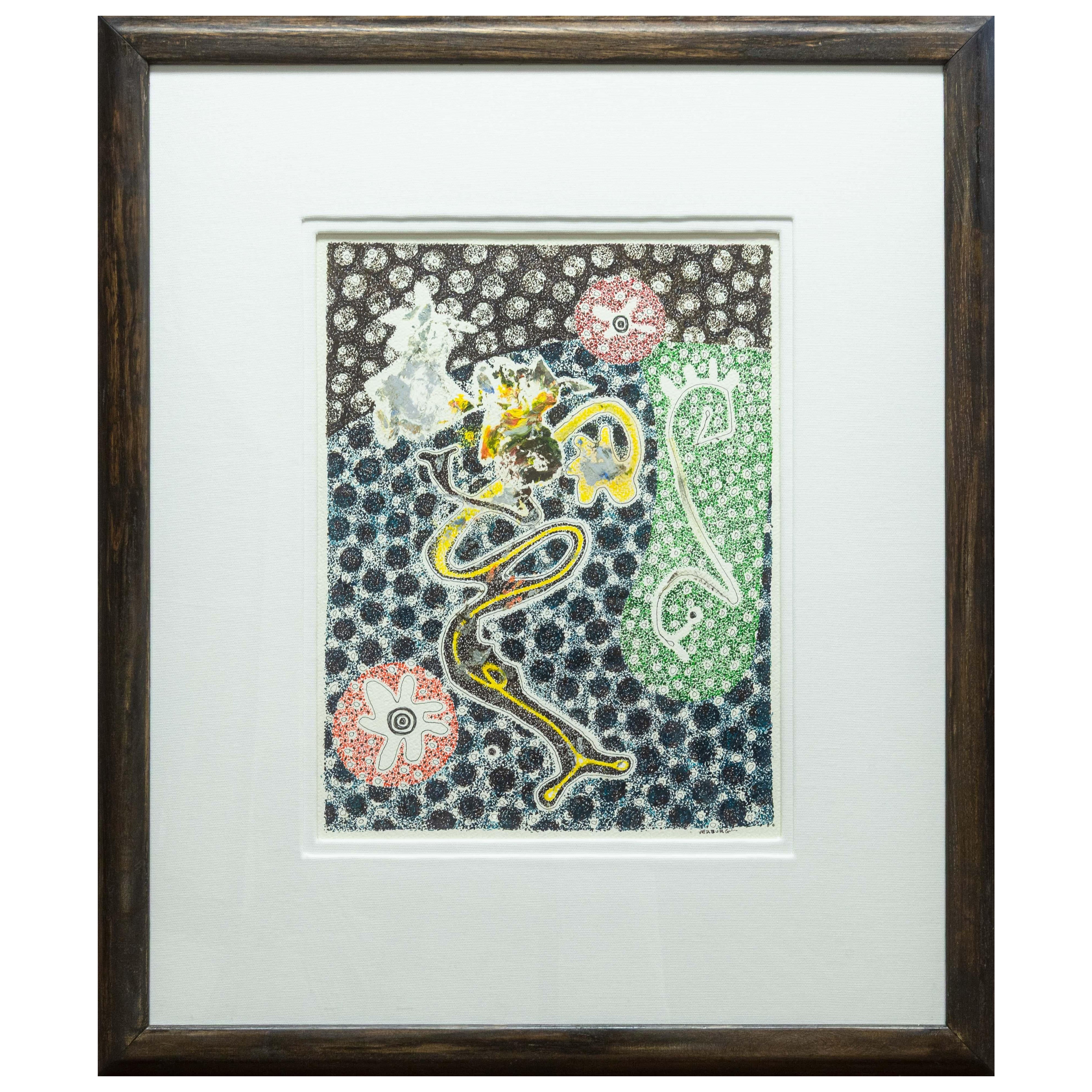 Paul VerBurg Untitled 22 Signed Contemporary Pen & Ink with Oil Paint on Paper