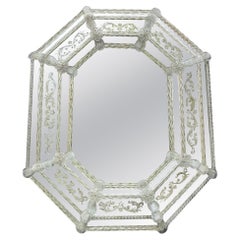 Antique Venetian mirror in colourless Murano glass, circa 1920