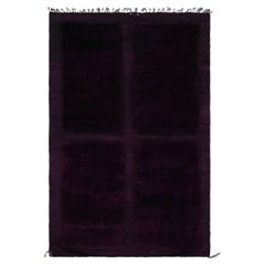 Rug & Kilim’s Moroccan Rug with Purple Geometric Pattern in a High-Low Texture