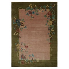 Rug & Kilim’s Chinese Art Deco Style Oversized Rug in Pink with Floral Patterns