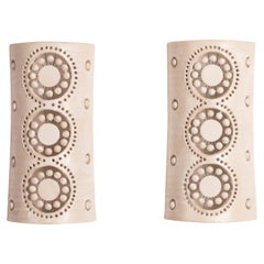 Georges Pelletier 3 Flowers Sconces in White Enameled Ceramic