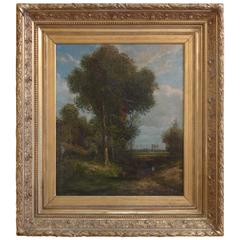 Oil on Canvas, circa 1860 Barbizon School ‘Rural Landscape’ Sign