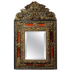 A Flemish Faux Tortoiseshell and Repousse Mirror, 19th Century