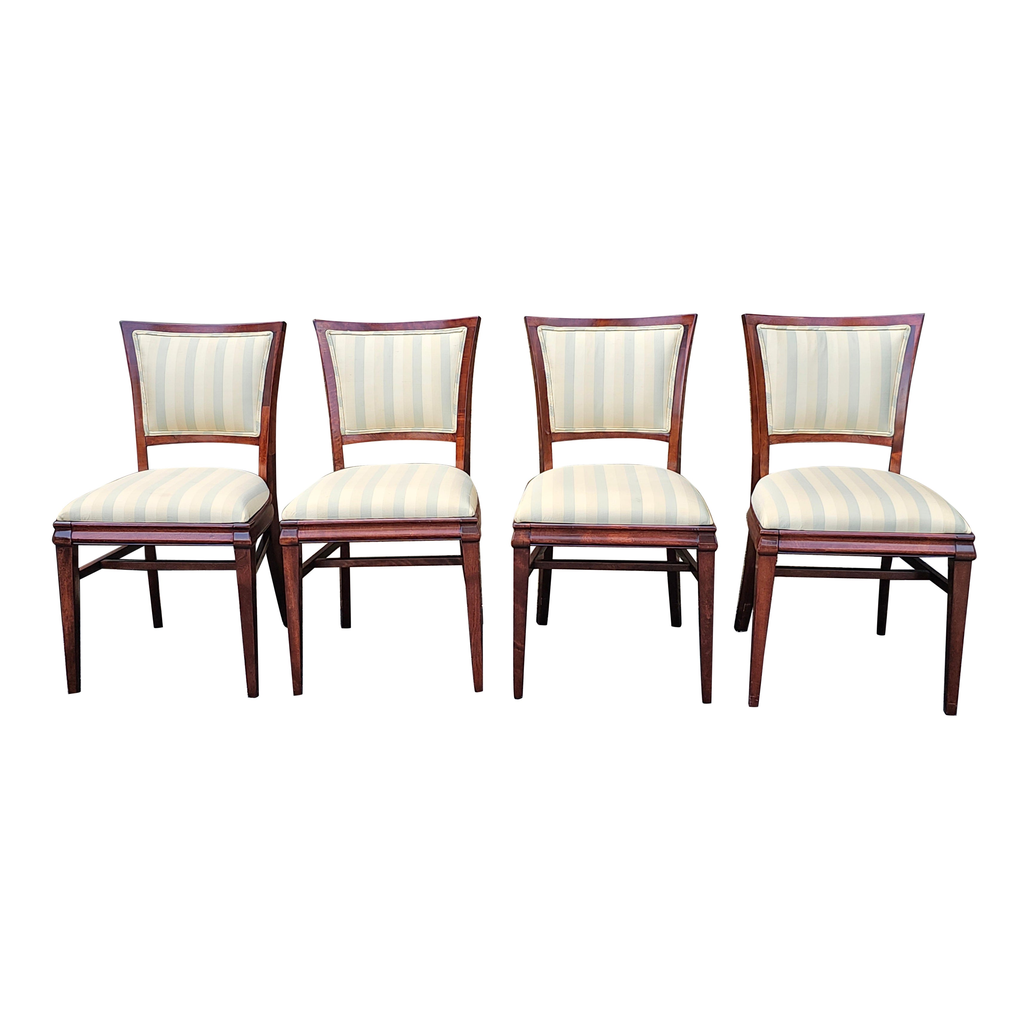 Set of Four Federal Style Solid Mahogany Upholstered Dining Chairs, Refinished
