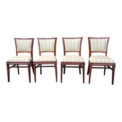 Set of Four Federal Style Solid Mahogany Upholstered Dining Chairs, Refinished
