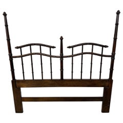 Vintage Queen Size Faux Bamboo Dark Walnut Headboard