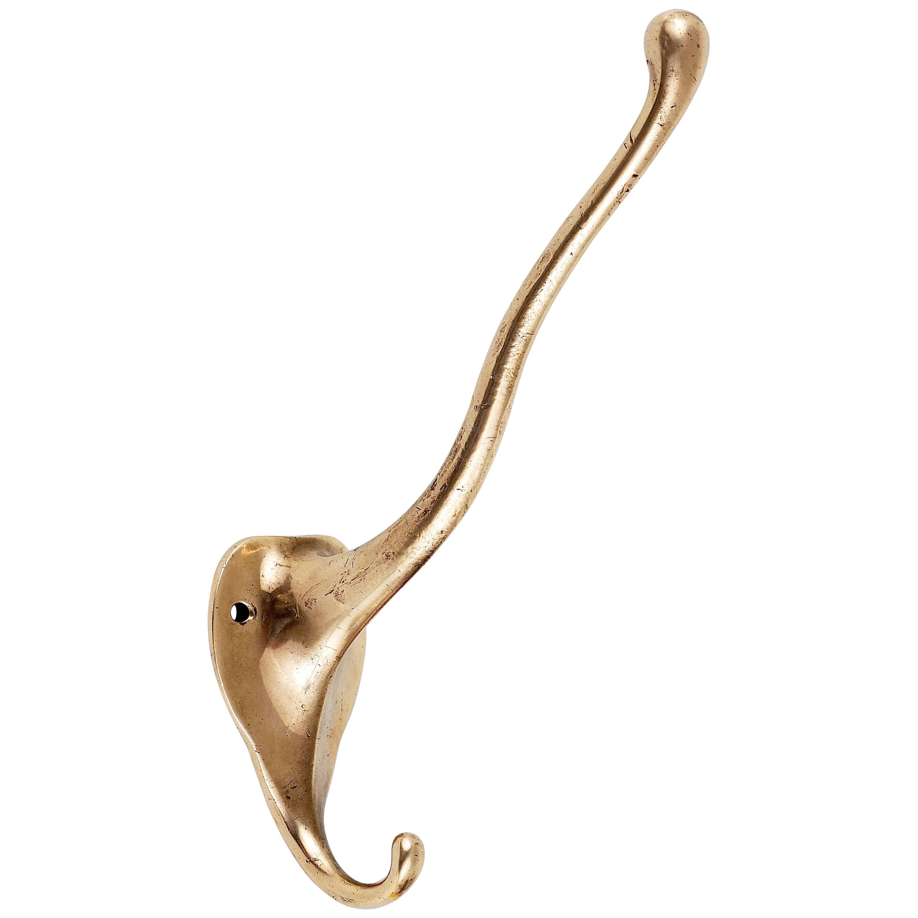 Adolf Loos Art Nouveau Brass Wall Coat Hook, Werkstätte Hagenauer, Austria, 1910 For Sale