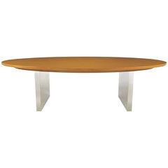 Dunbar Oval Ash and Polished Steel Dining Table