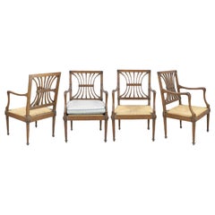 Ensemble ancien de 4 chaises en bois, 19e siècle