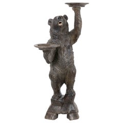 Black Forest Carved Bear Sculpture / Serving Table, Early 20th Century