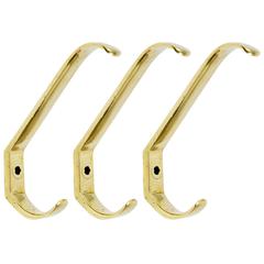 Three Modernist Brass Wall Coat Hooks by Hertha Baller, Austria, 1950s 4