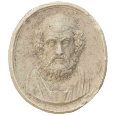 Ancient Neoclassical Cameo Intaglio Depicting Homer, 19th Century