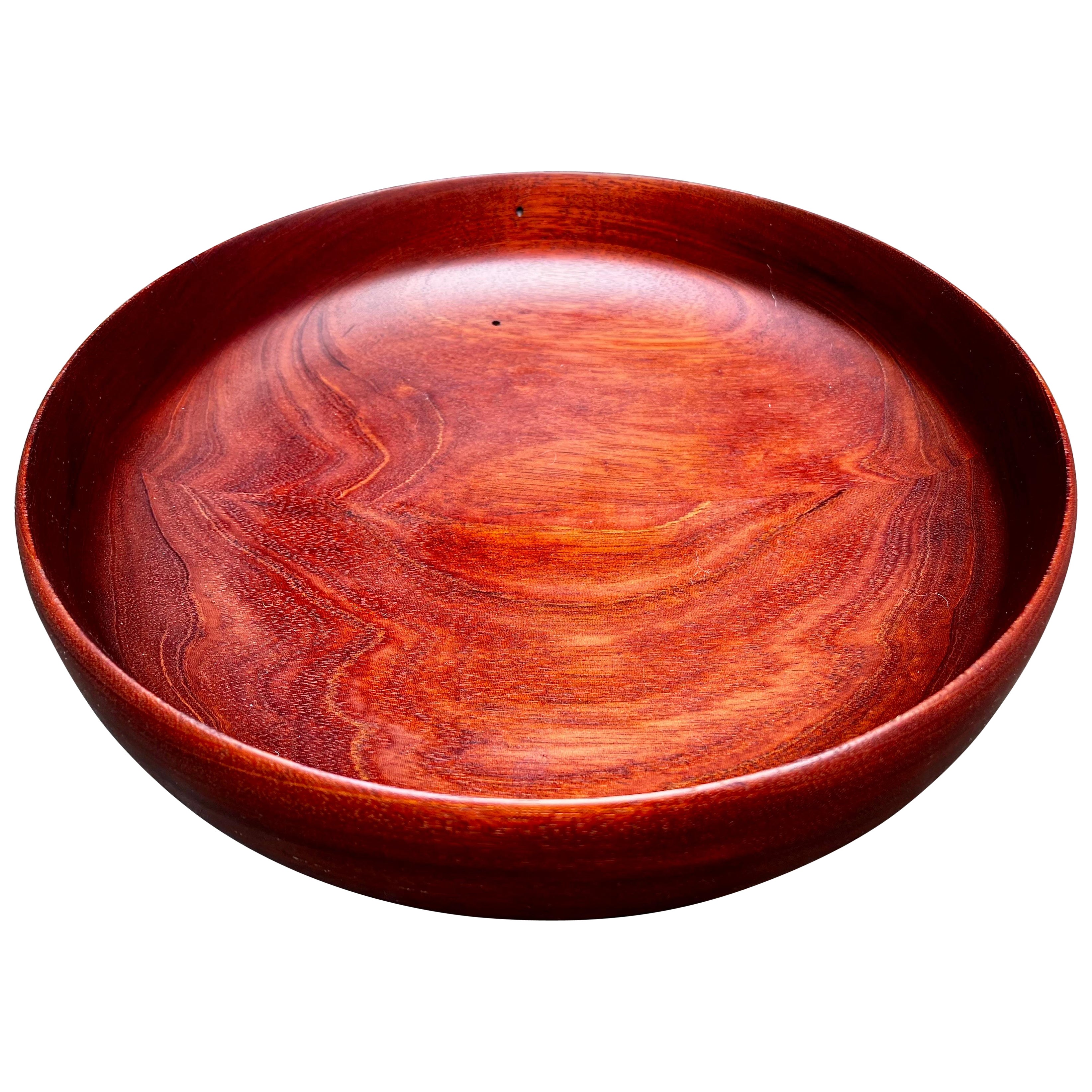 Shallow Thin Edge Turned Mahaogany Bowl For Sale