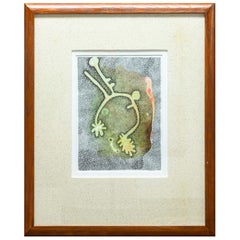 Paul VerBurg Ohne Titel 38 Signiert Zeitgenössische Abstrakte Feder & Tinte Monoprint Gerahmt