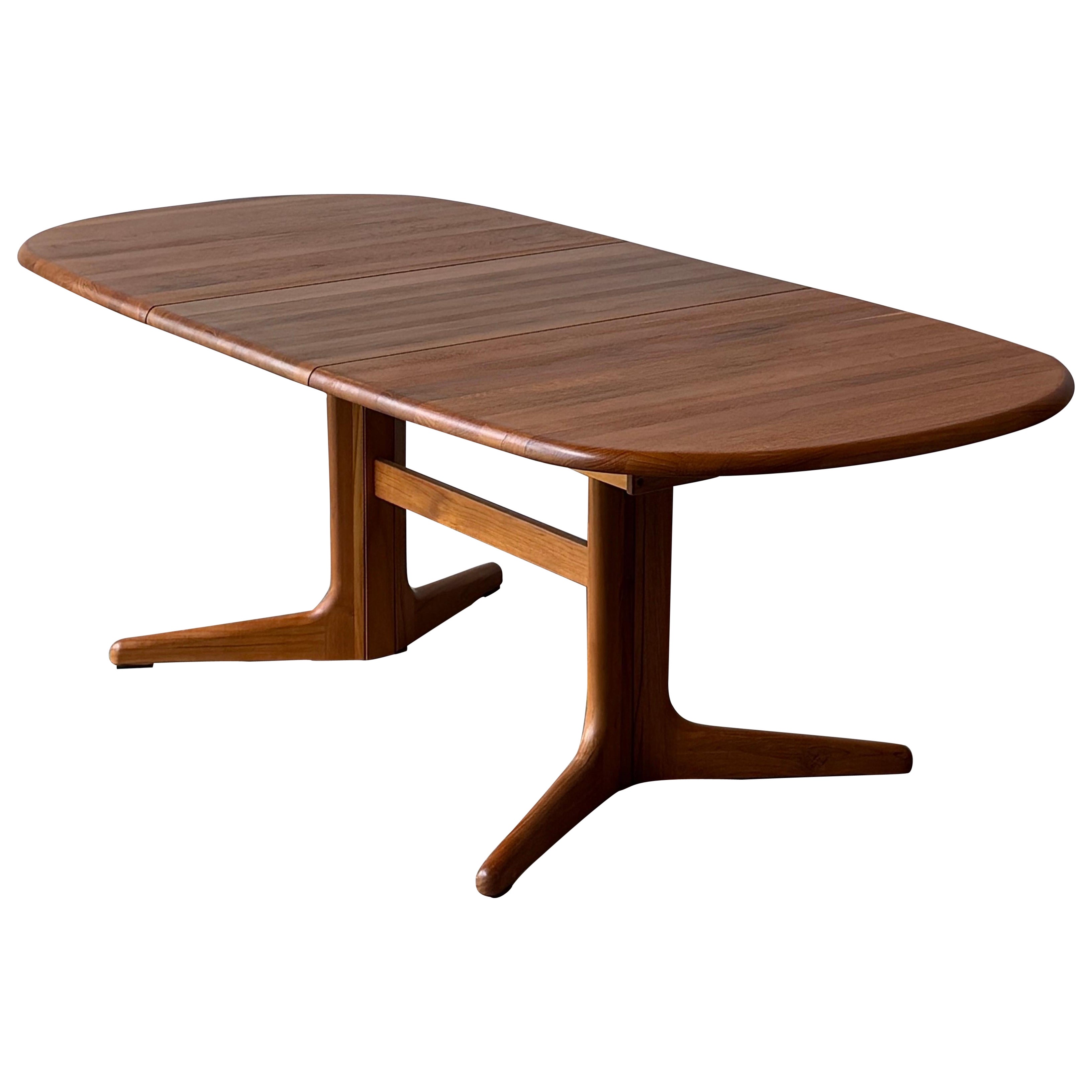 Mid-Century Danish Solid Teak Oval Dining Table For Sale
