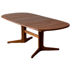 Mid-Century Danish Solid Teak Oval Dining Table