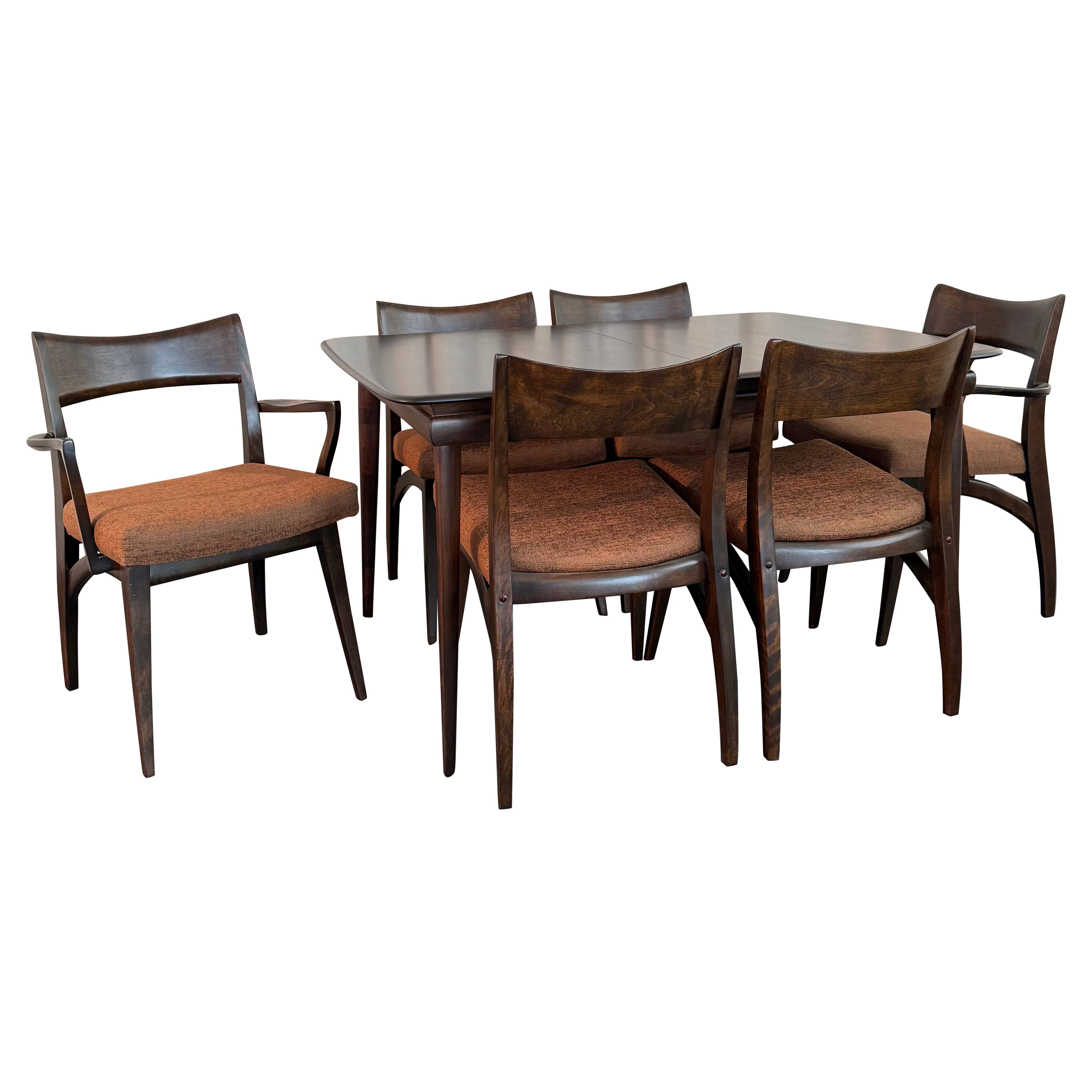 Mid-Century Modern Ebonized Birch "Tuxedo" Dining Set By Heywood-Wakefield For Sale