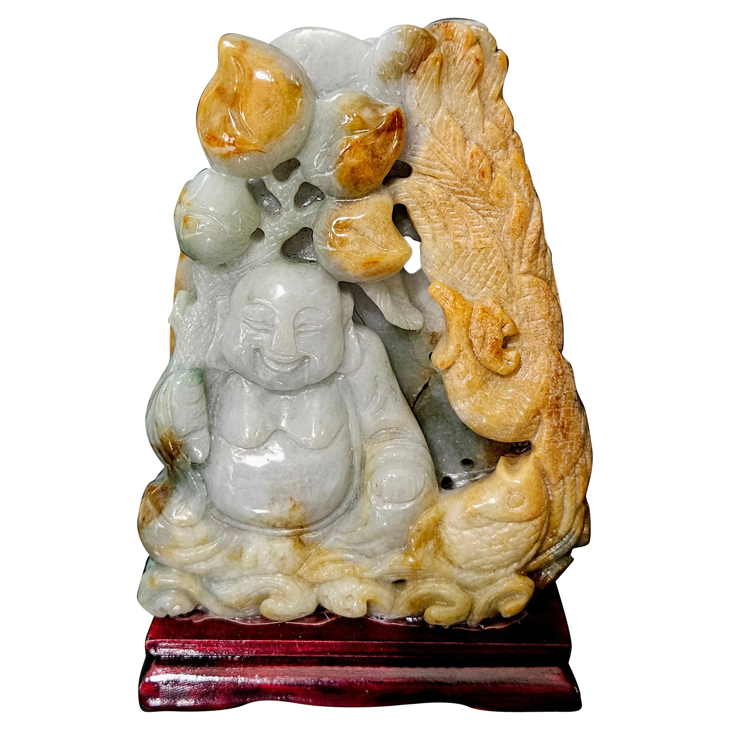 A Finely Chinese Hand Carved Jadeite-The Seated Buddha For Sale