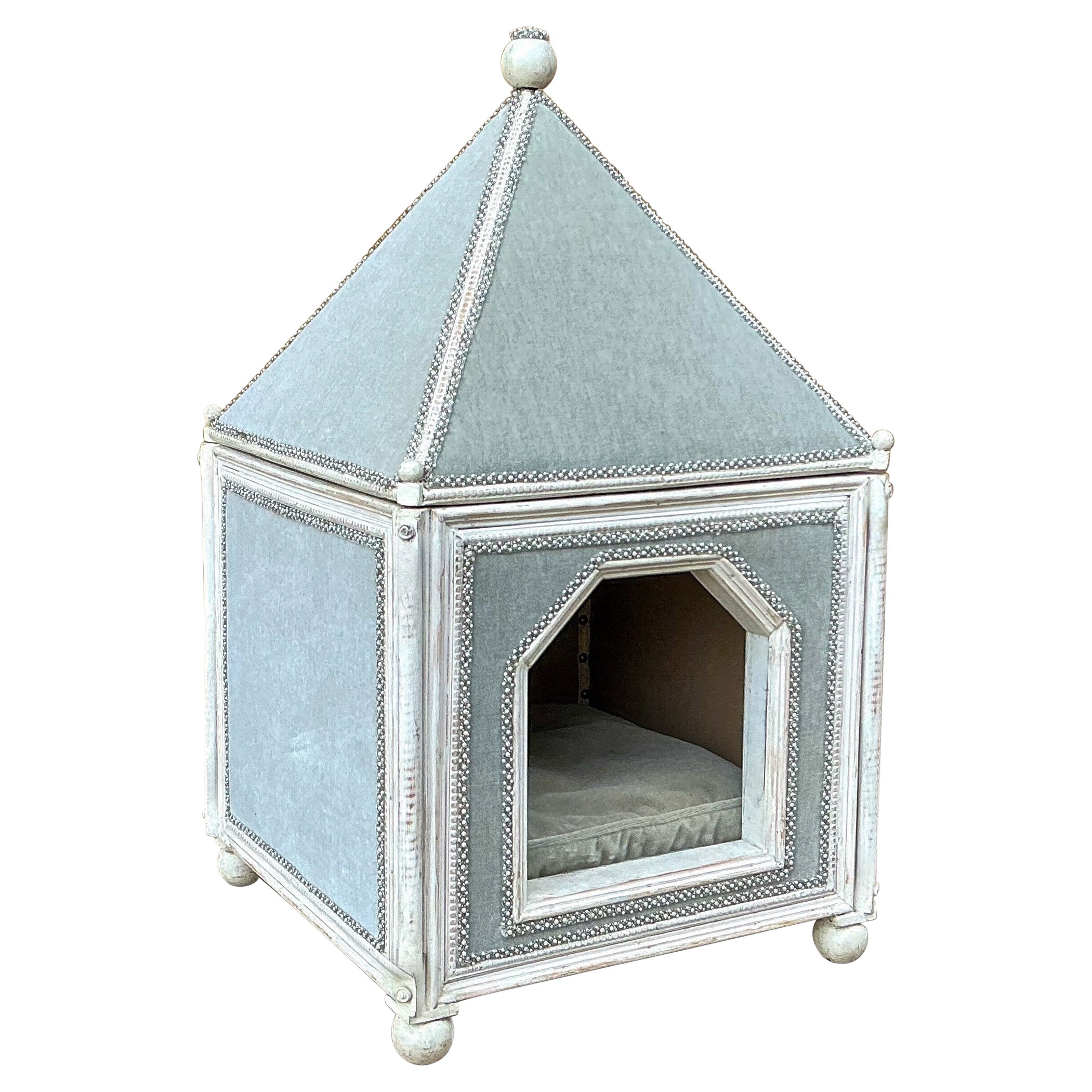 French Louis XV Style Royal Painted & Velvet Lined  Pet / Dog / Cat House Or Bed For Sale
