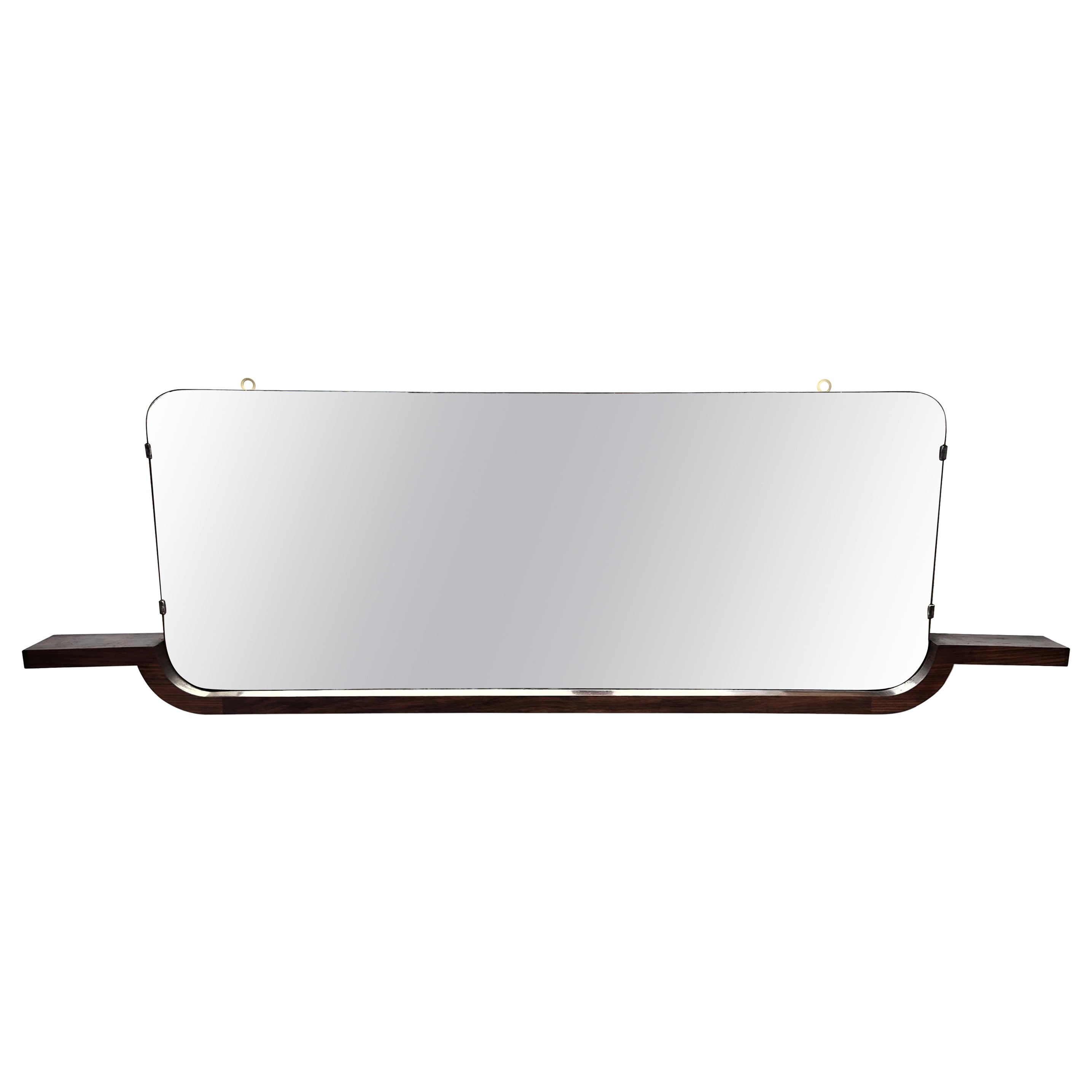 1950s Italian Art Deco Walnut Burl Wall Mirror For Sale