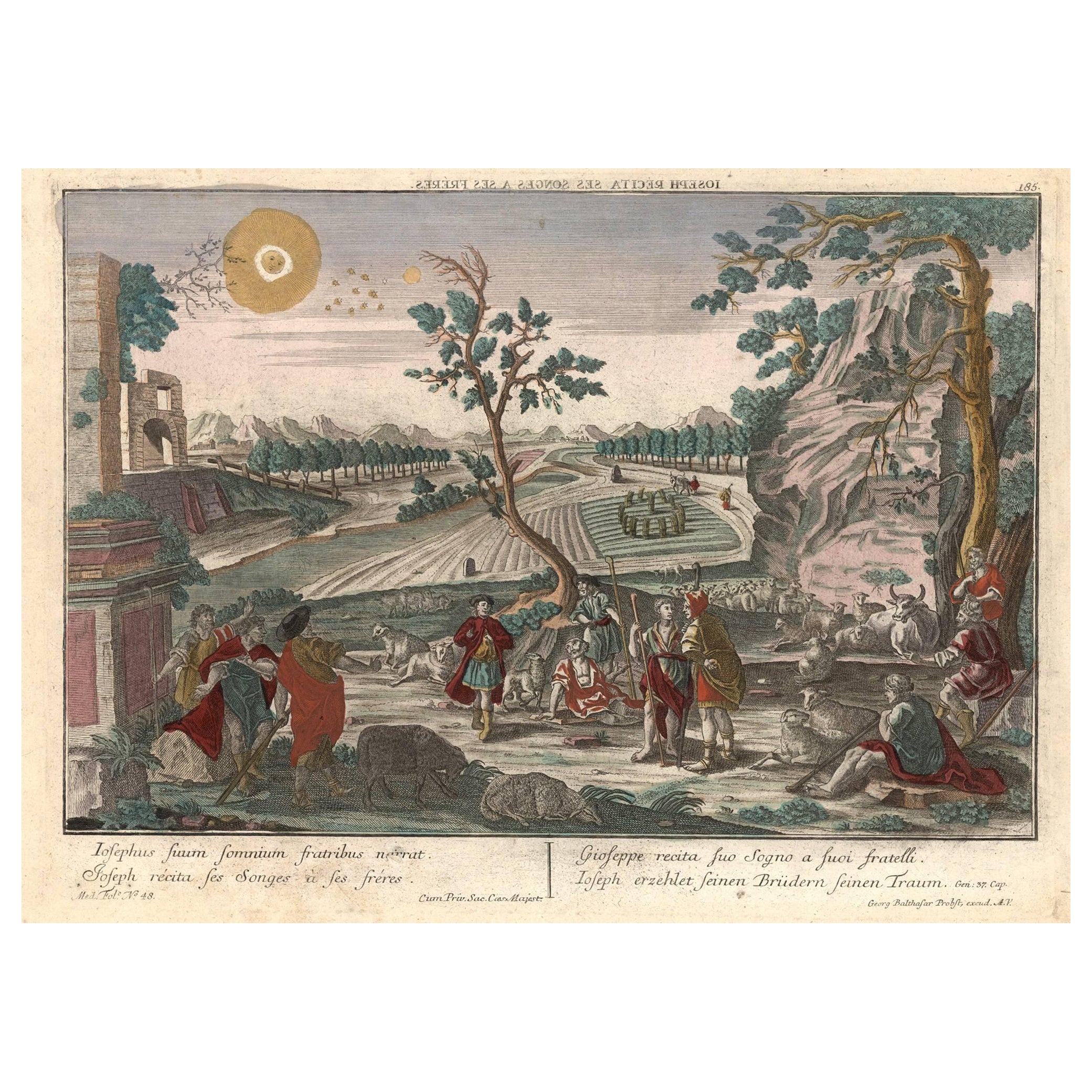 Optica Print of Joseph Relating His Dream to His Brothers, 1770 – Biblical Scene