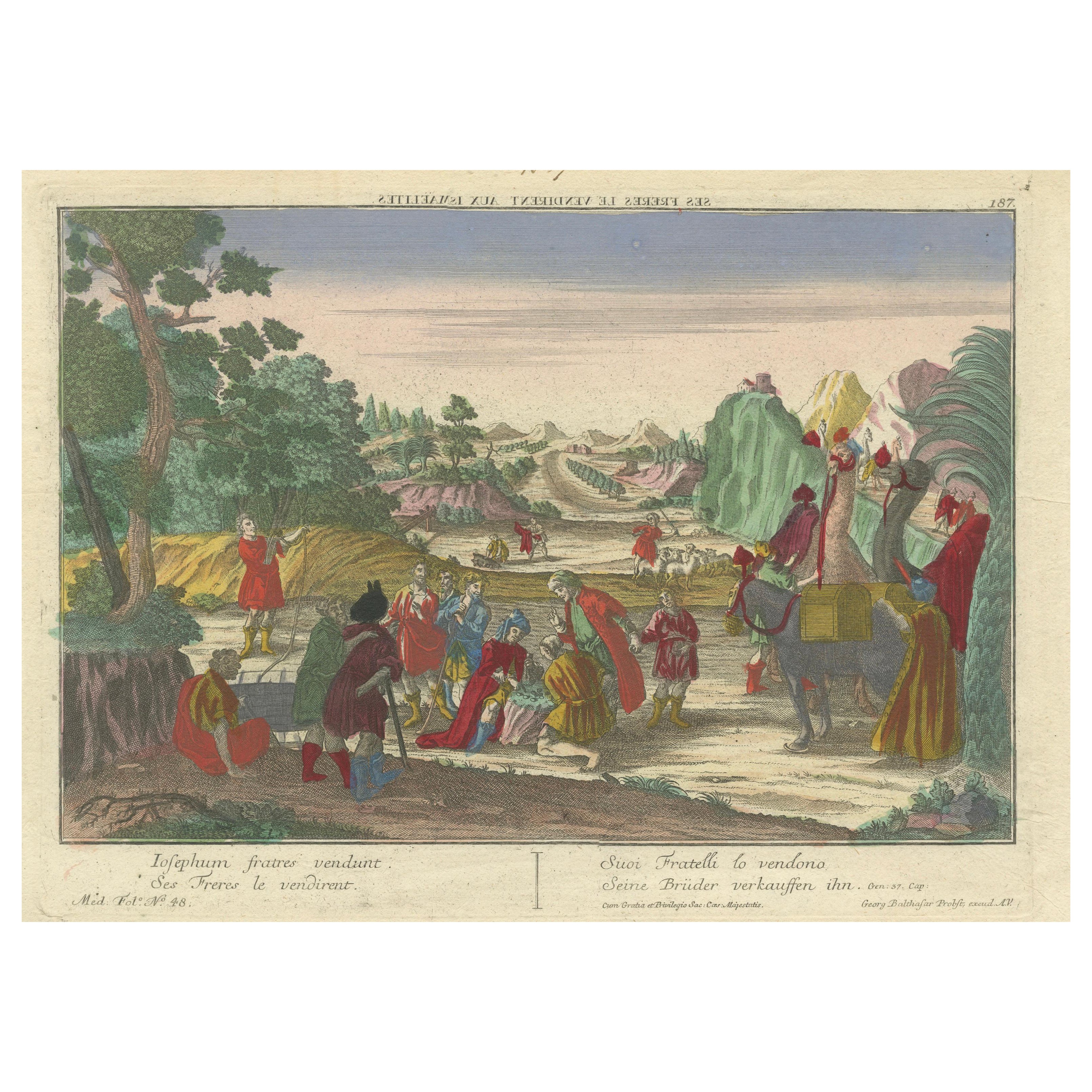 Optica Print of Joseph Sold by His Brothers to Ishmaelites, 1770 -Biblical Scene